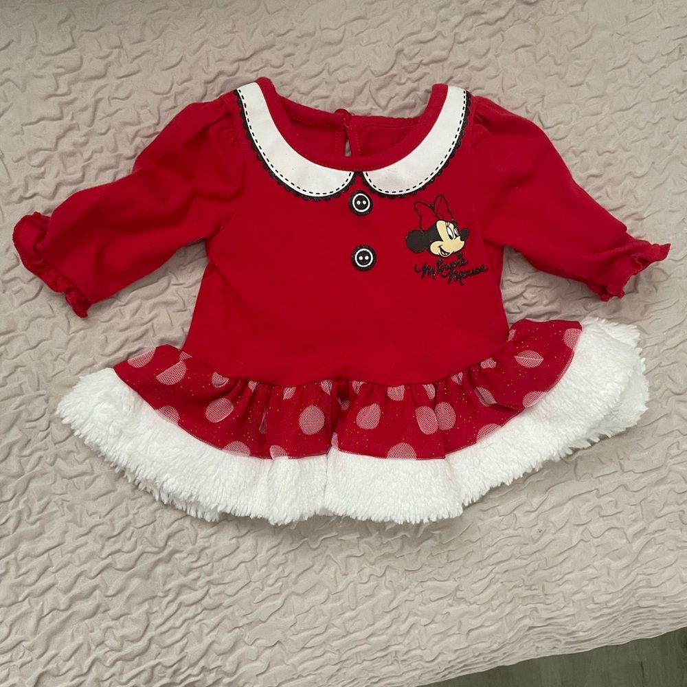 19-Disney Baby Dress size 0-3 Months, red color in excellent condition.